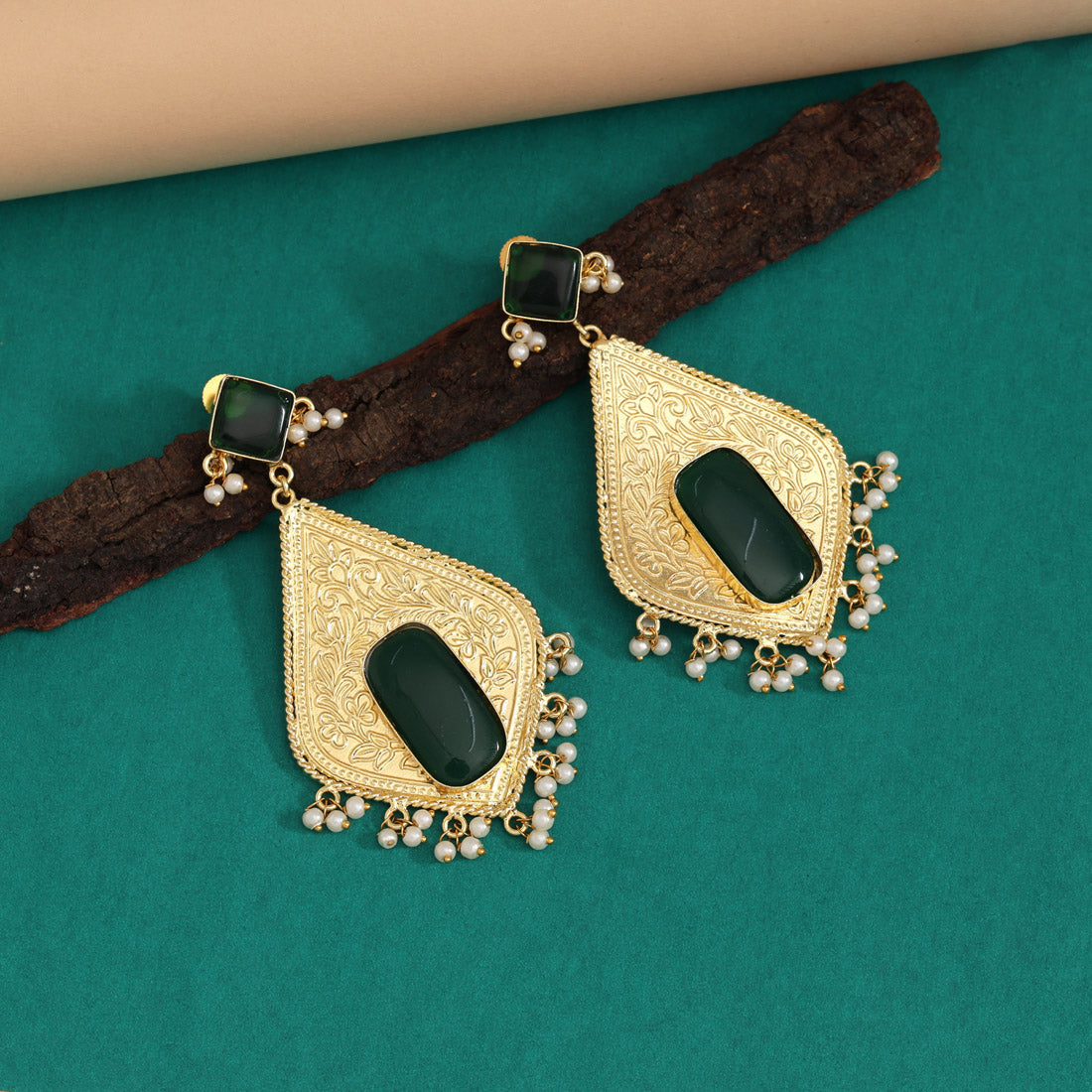 Green Color Amrapali Earrings - Preyans.com