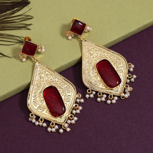 Maroon Color Amrapali Earrings (AMPE432MRN) - preyans.com