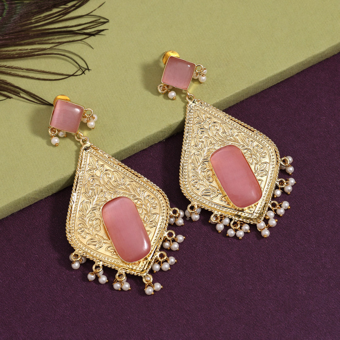 Pink Color Amrapali Earrings (AMPE432PNK) - preyans.com