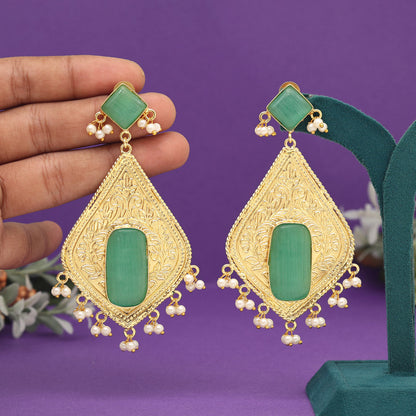 Rama Green Color Amrapali Earrings (AMPE432RGRN) - preyans.com