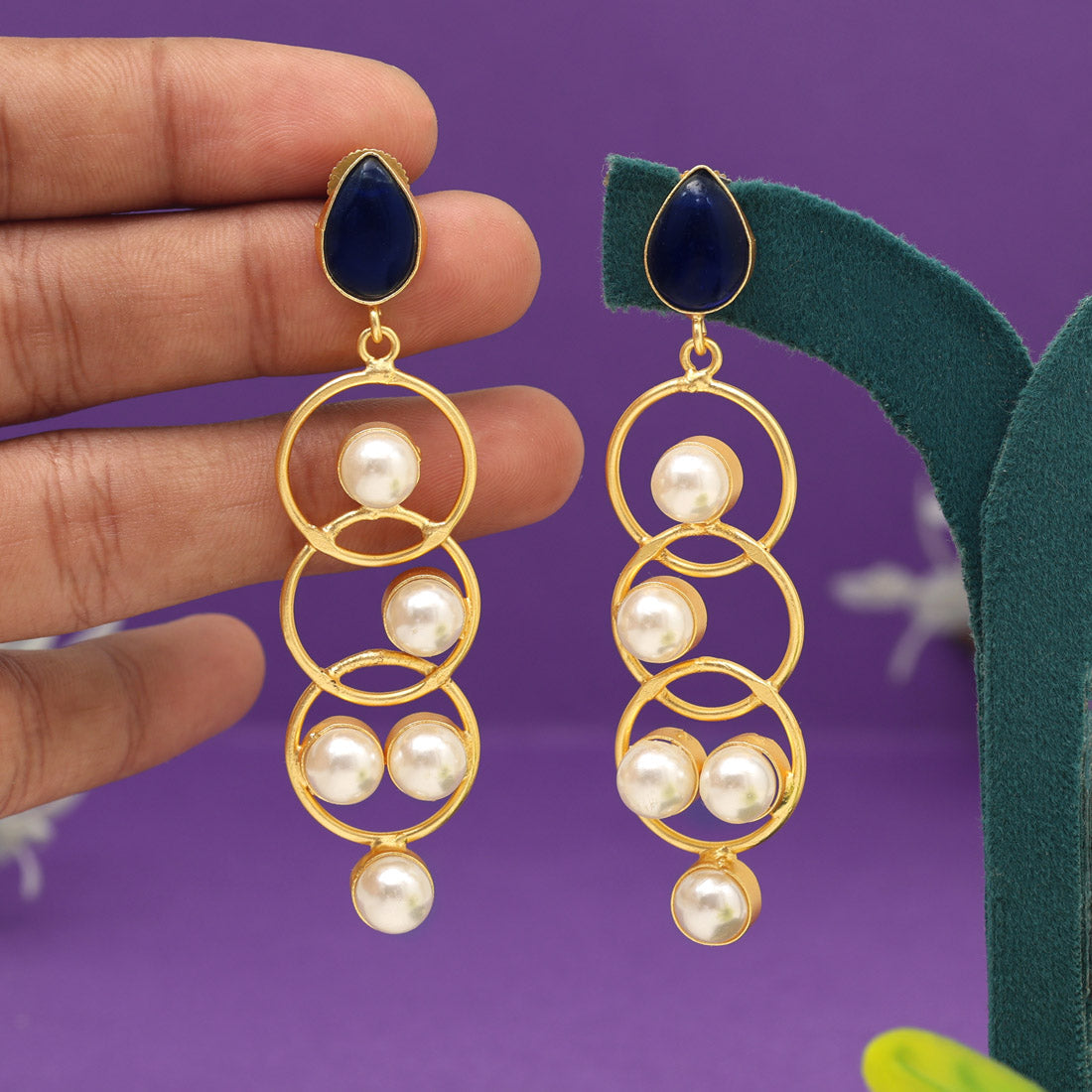 Blue Color Amrapali Earrings (AMPE434BLU) - preyans.com