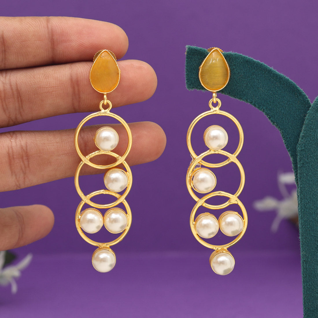 Yellow Color Amrapali Earrings (AMPE434YLW) - preyans.com