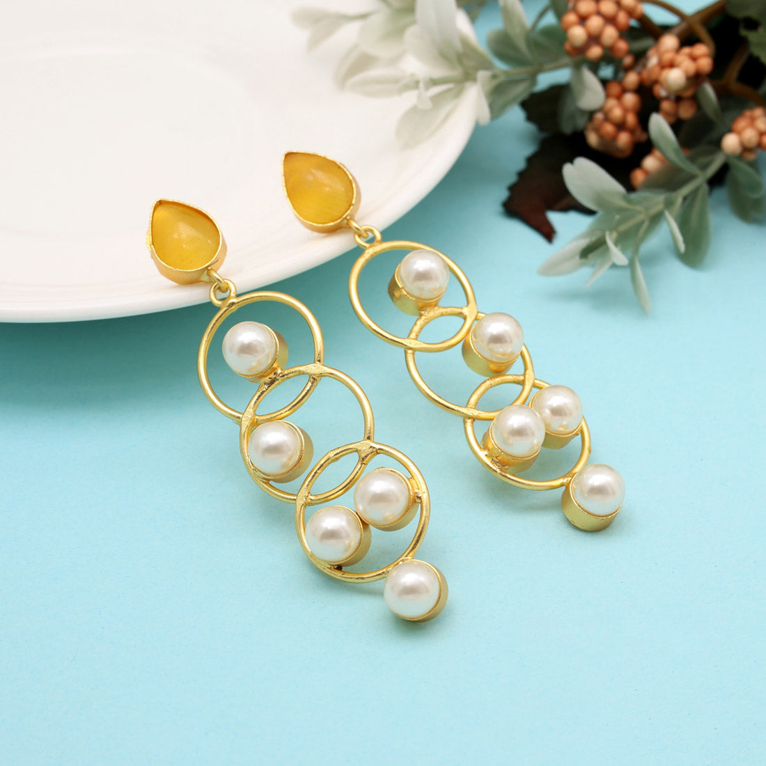 Yellow Color Amrapali Earrings (AMPE434YLW) - preyans.com