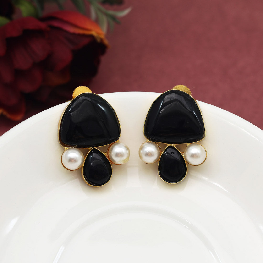 Black Color Amrapali Earrings (AMPE435BLK) - preyans.com