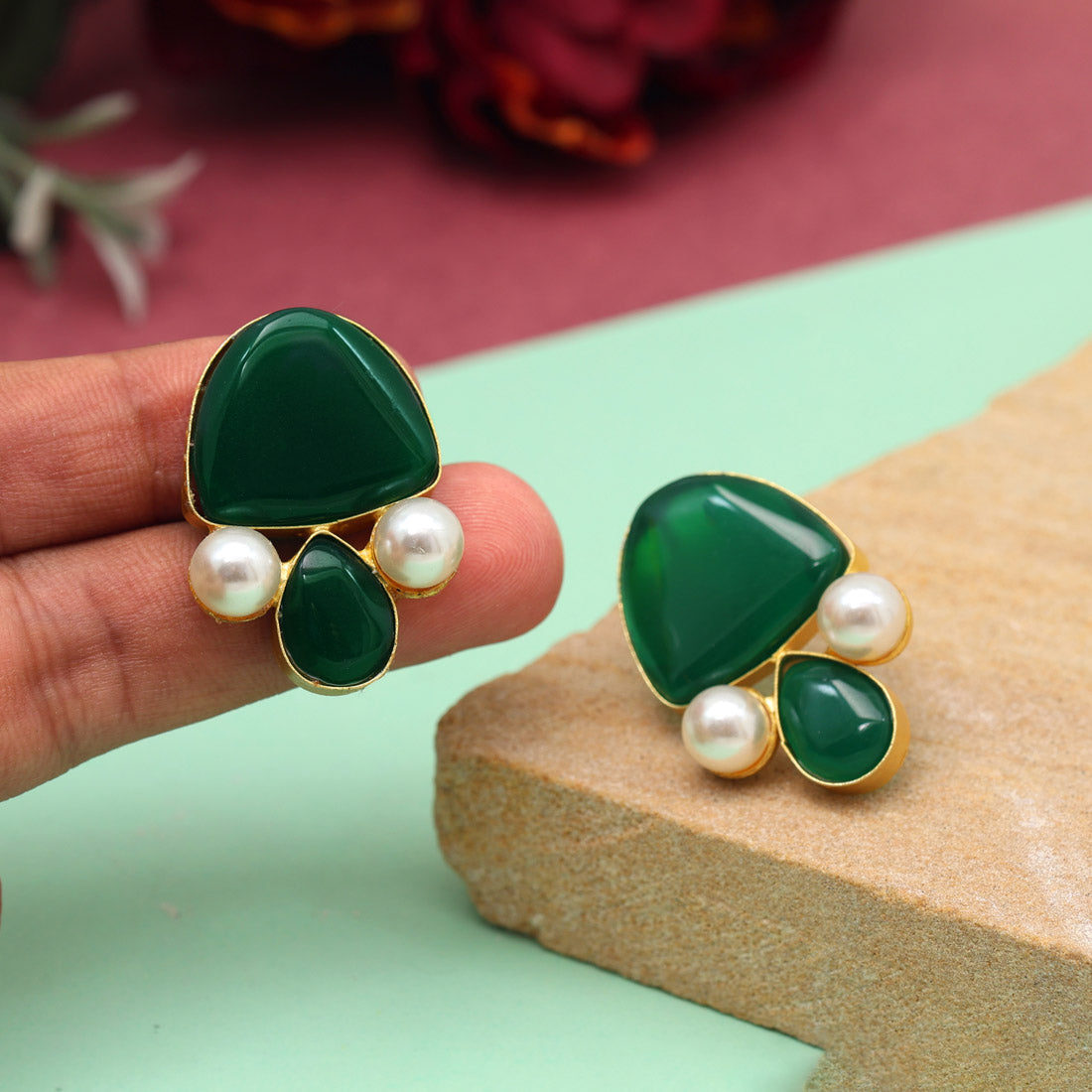 Green Color Amrapali Earrings (AMPE435GRN) - preyans.com