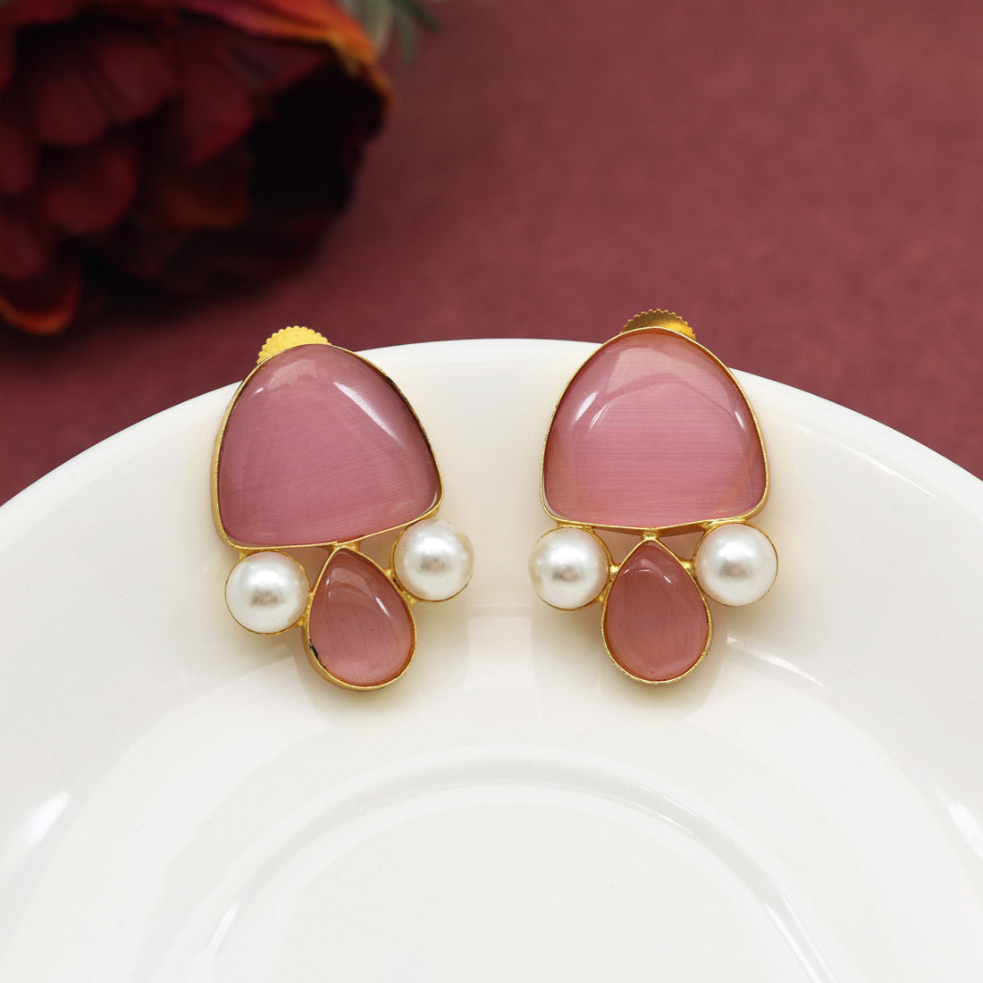 Pink Color Amrapali Earrings (AMPE435PNK) - preyans.com