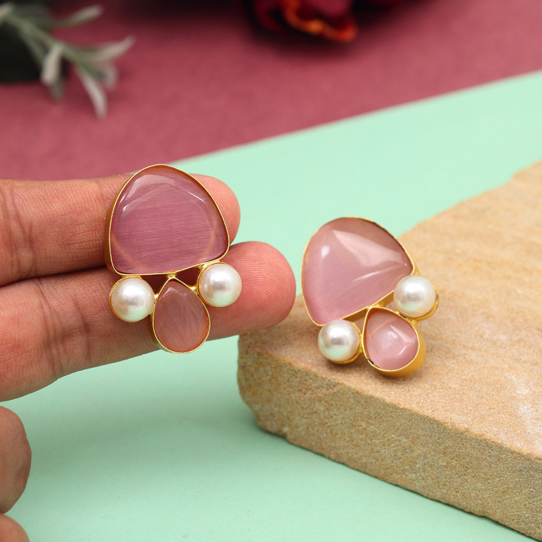 Pink Color Amrapali Earrings (AMPE435PNK) - preyans.com