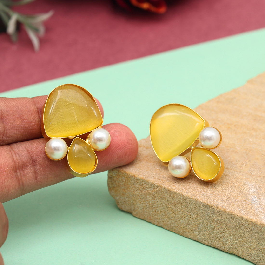 Yellow Color Amrapali Earrings (AMPE435YLW) - preyans.com