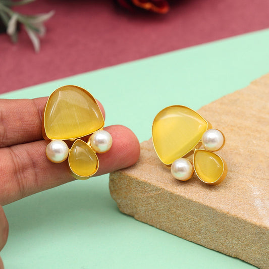 Yellow Color Amrapali Earrings (AMPE435YLW) - preyans.com