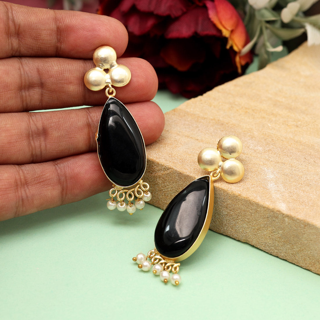 Black Color Amrapali Earrings (AMPE436BLK) - preyans.com