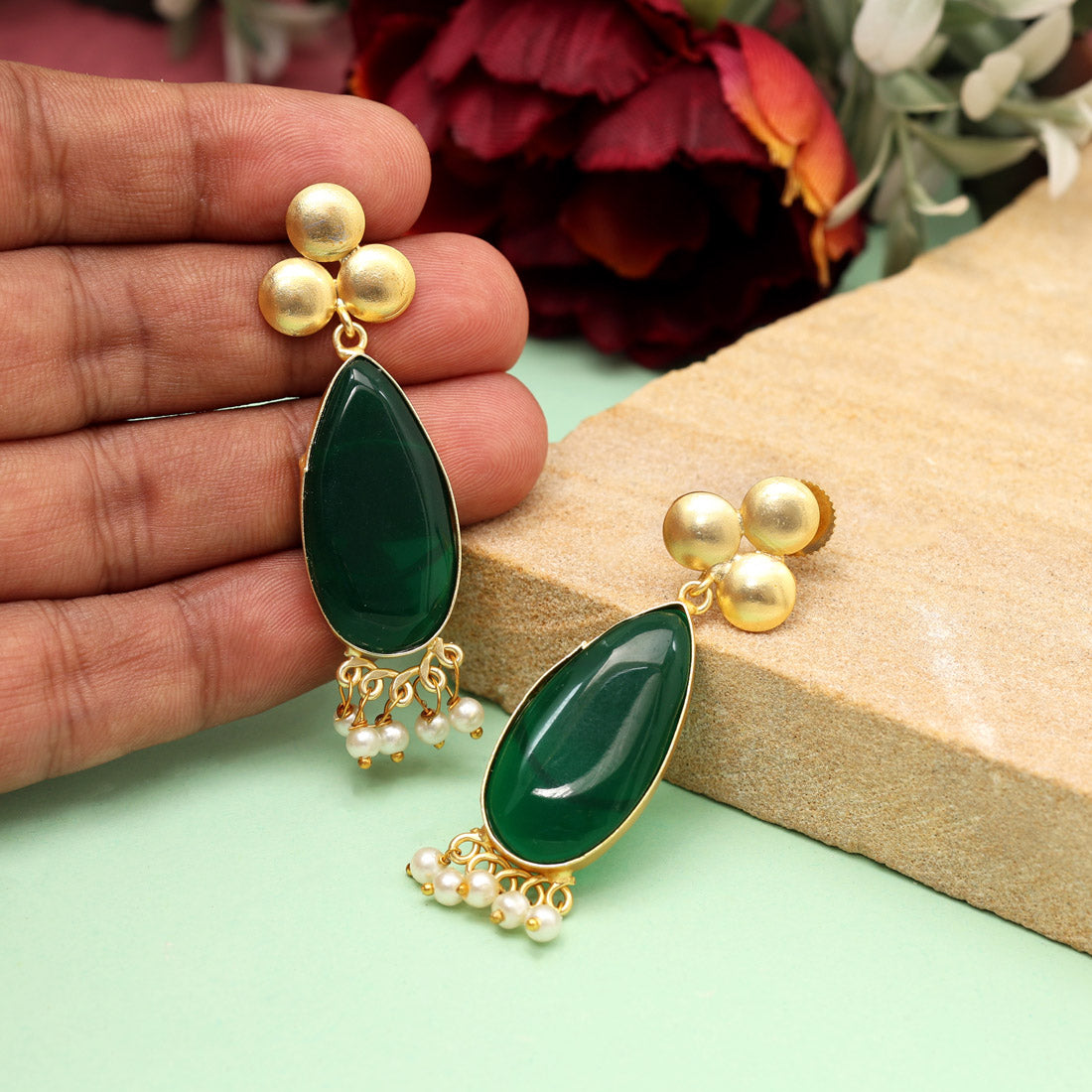 Green Color Amrapali Earrings (AMPE436GRN) - preyans.com