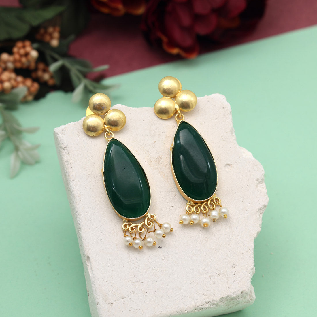 Green Color Amrapali Earrings (AMPE436GRN) - preyans.com