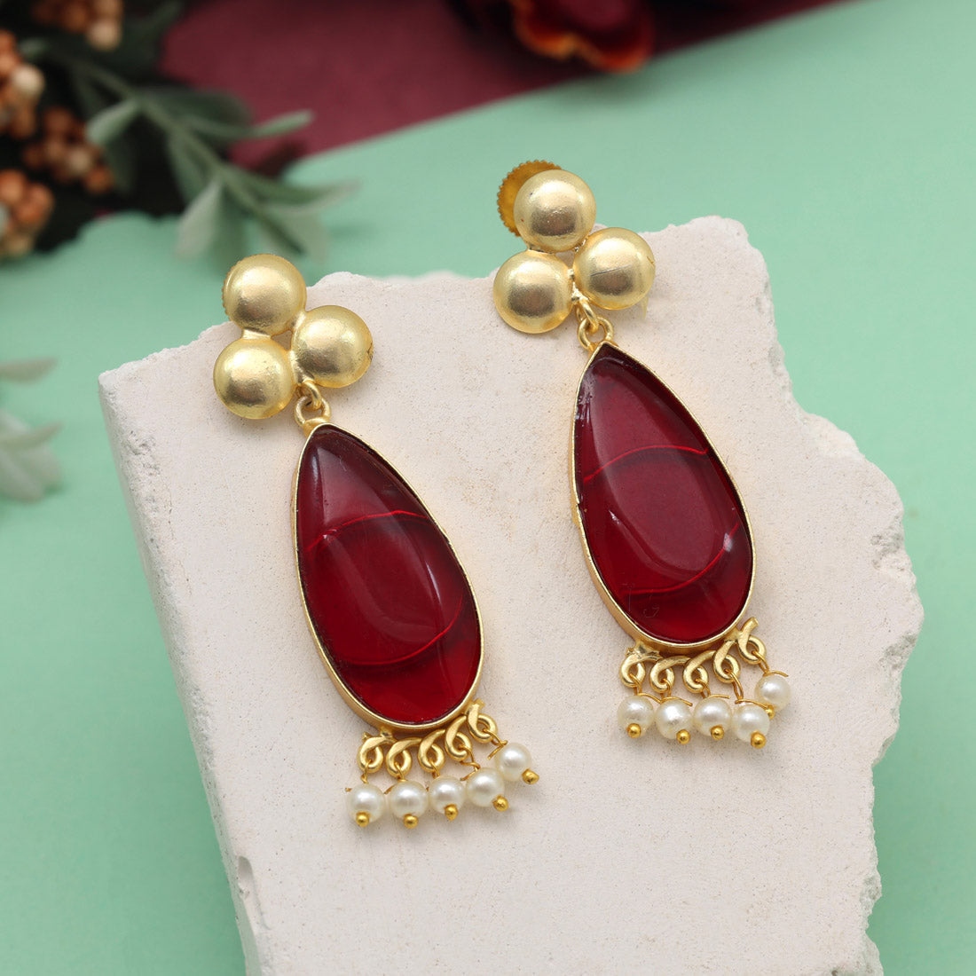 Maroon Color Amrapali Earrings (AMPE436MRN) - preyans.com