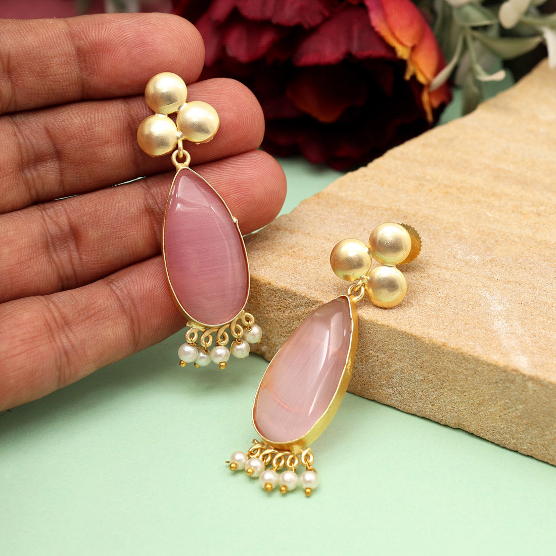 Pink Color Amrapali Earrings (AMPE436PNK) - preyans.com