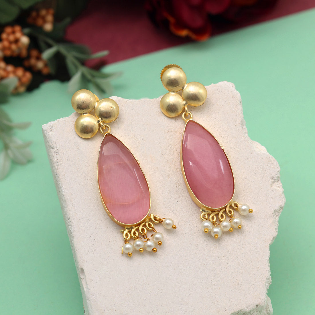 Pink Color Amrapali Earrings (AMPE436PNK) - preyans.com