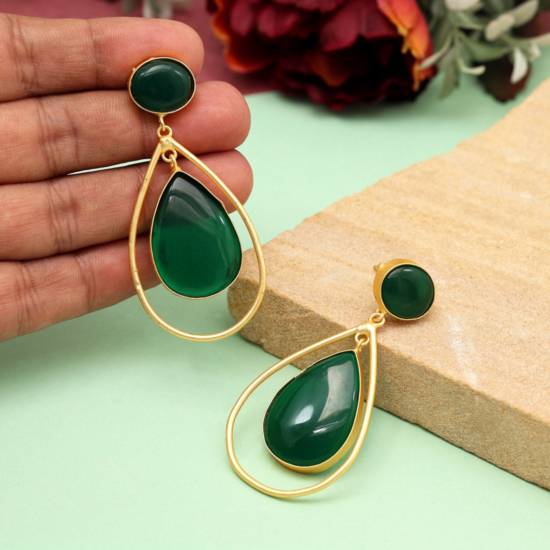 Green Color Amrapali Earrings (AMPE437GRN) - preyans.com