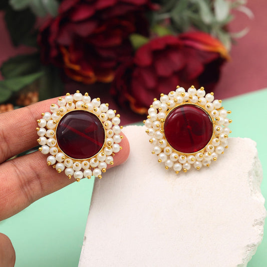 Maroon Color Amrapali Earrings (AMPE438MRN) - preyans.com