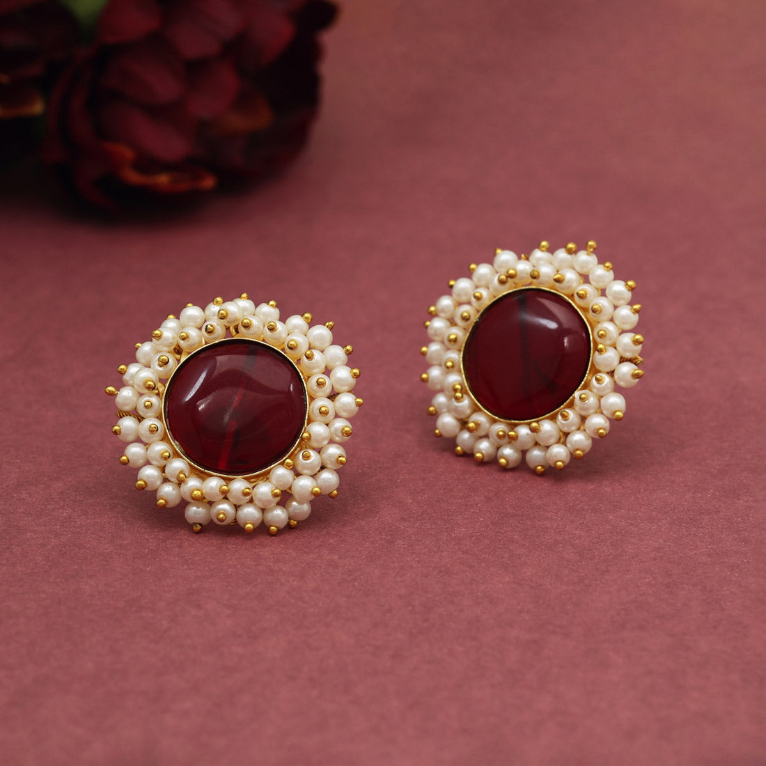 Maroon Color Amrapali Earrings (AMPE438MRN) - preyans.com