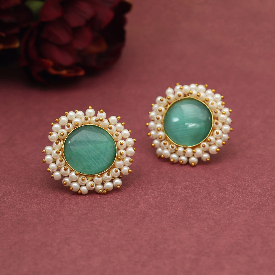 Pista Green Color Amrapali Earrings (AMPE438PGRN) - preyans.com