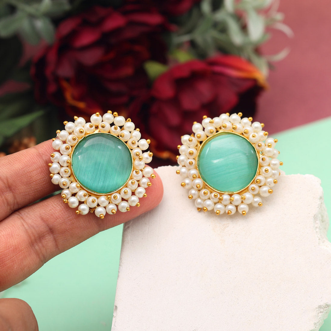 Pista Green Color Amrapali Earrings (AMPE438PGRN) - preyans.com