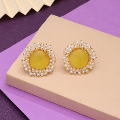 Lemon Yellow Color Amrapali Earrings - Preyans.com
