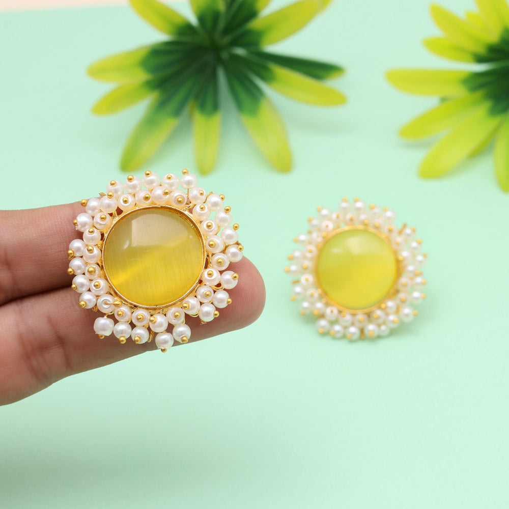 Lemon Yellow Color Amrapali Earrings - Preyans.com