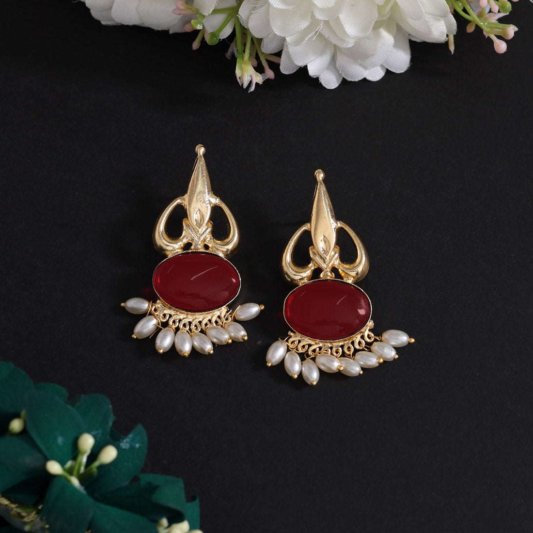 Red Color Amrapali Earrings (AMPE450RED) - Preyans.com