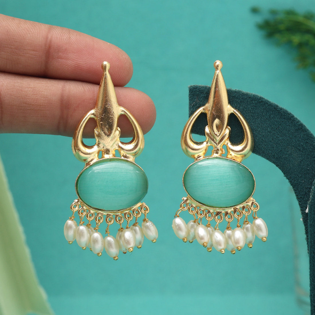 Rama Green Color Amrapali Earrings (AMPE450RGRN) - Preyans.com