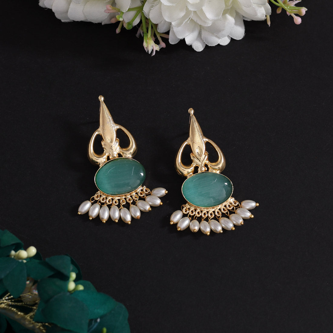 Rama Green Color Amrapali Earrings (AMPE450RGRN) - Preyans.com