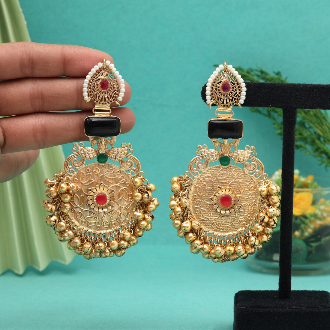 Black Color Amrapali Earrings (AMPE451BLK) - Preyans.com