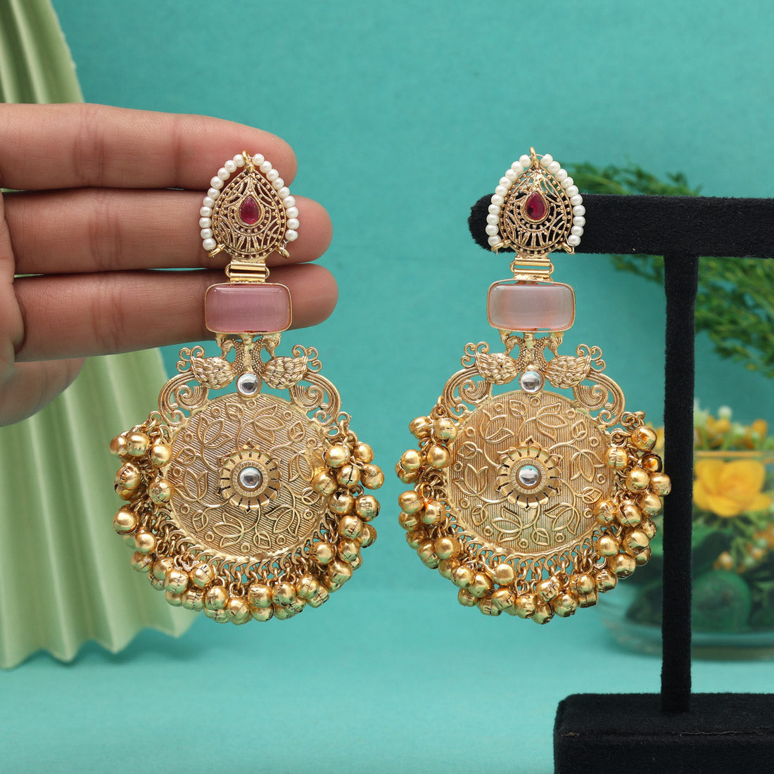 Pink Color Amrapali Earrings (AMPE451PNK) - Preyans.com