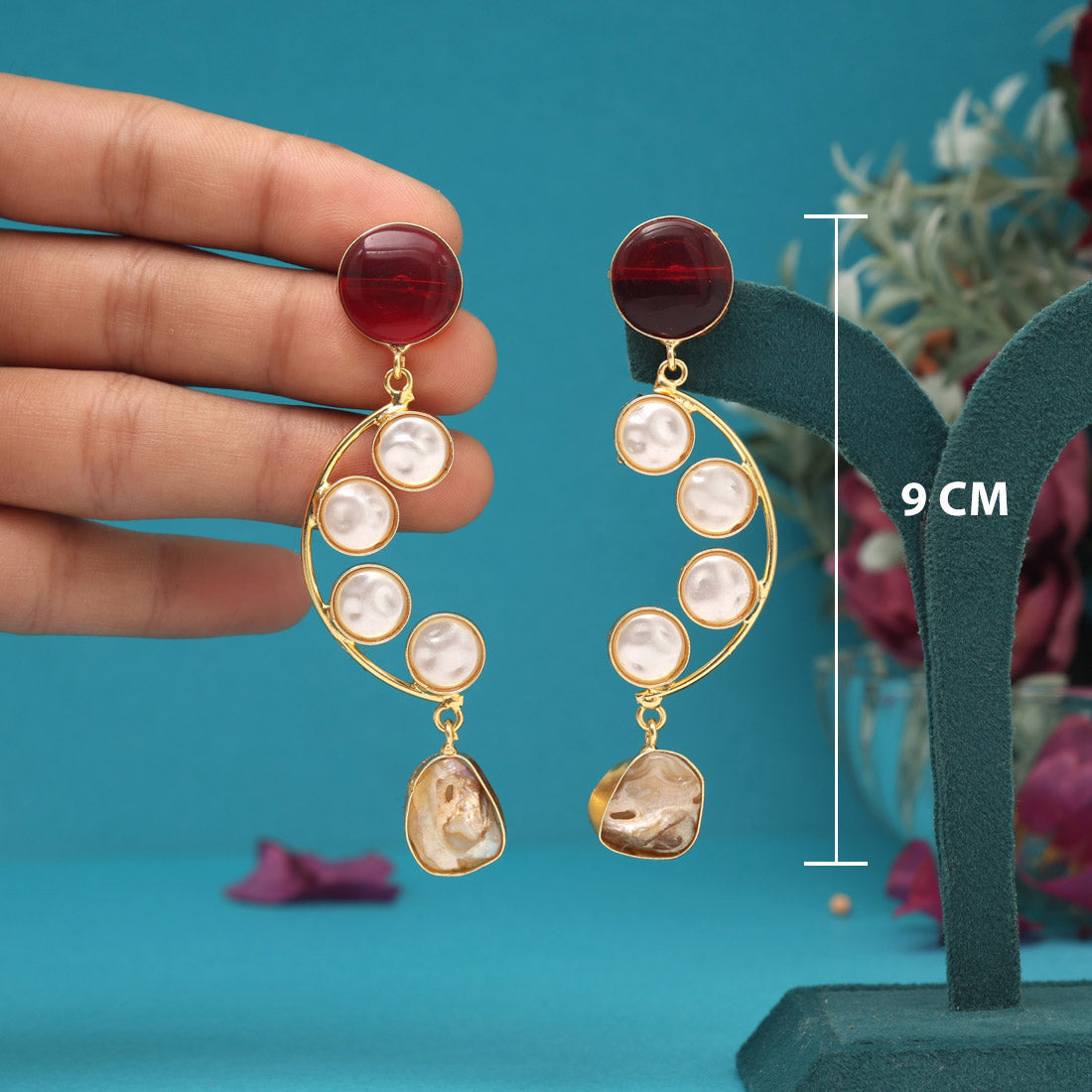 Maroon Color Amrapali Earrings - Preyans.com