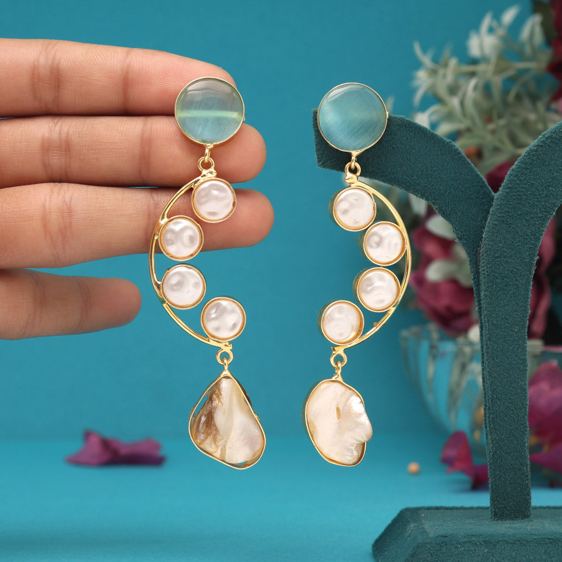Sky Blue Color Amrapali Earrings - Preyans.com
