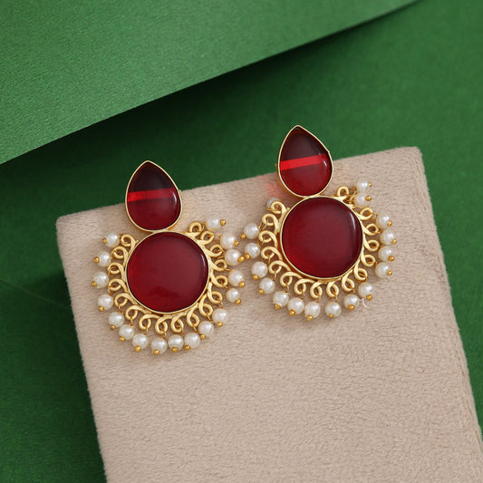Maroon Color Amrapali Earrings - Preyans.com