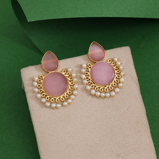 Pink Color Amrapali Earrings - Preyans.com