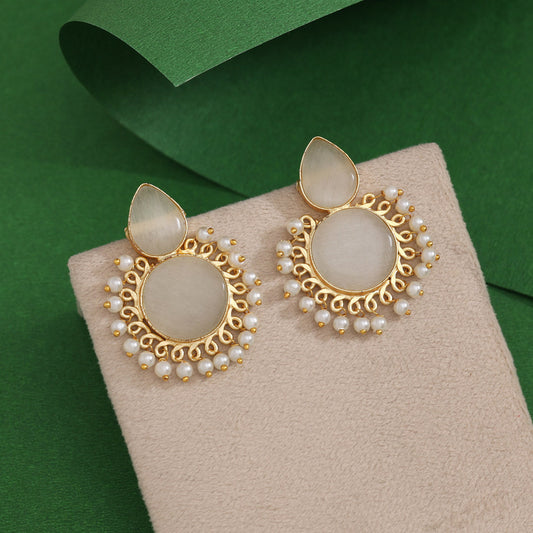 White Color Amrapali Earrings - Preyans.com
