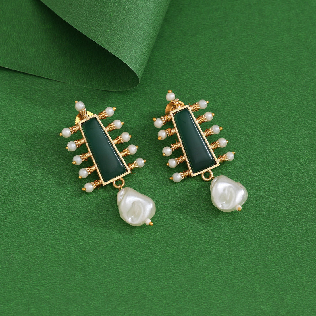 Green Color Amrapali Earrings - Preyans.com
