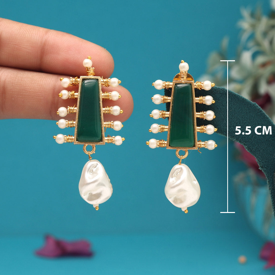 Green Color Amrapali Earrings - Preyans.com