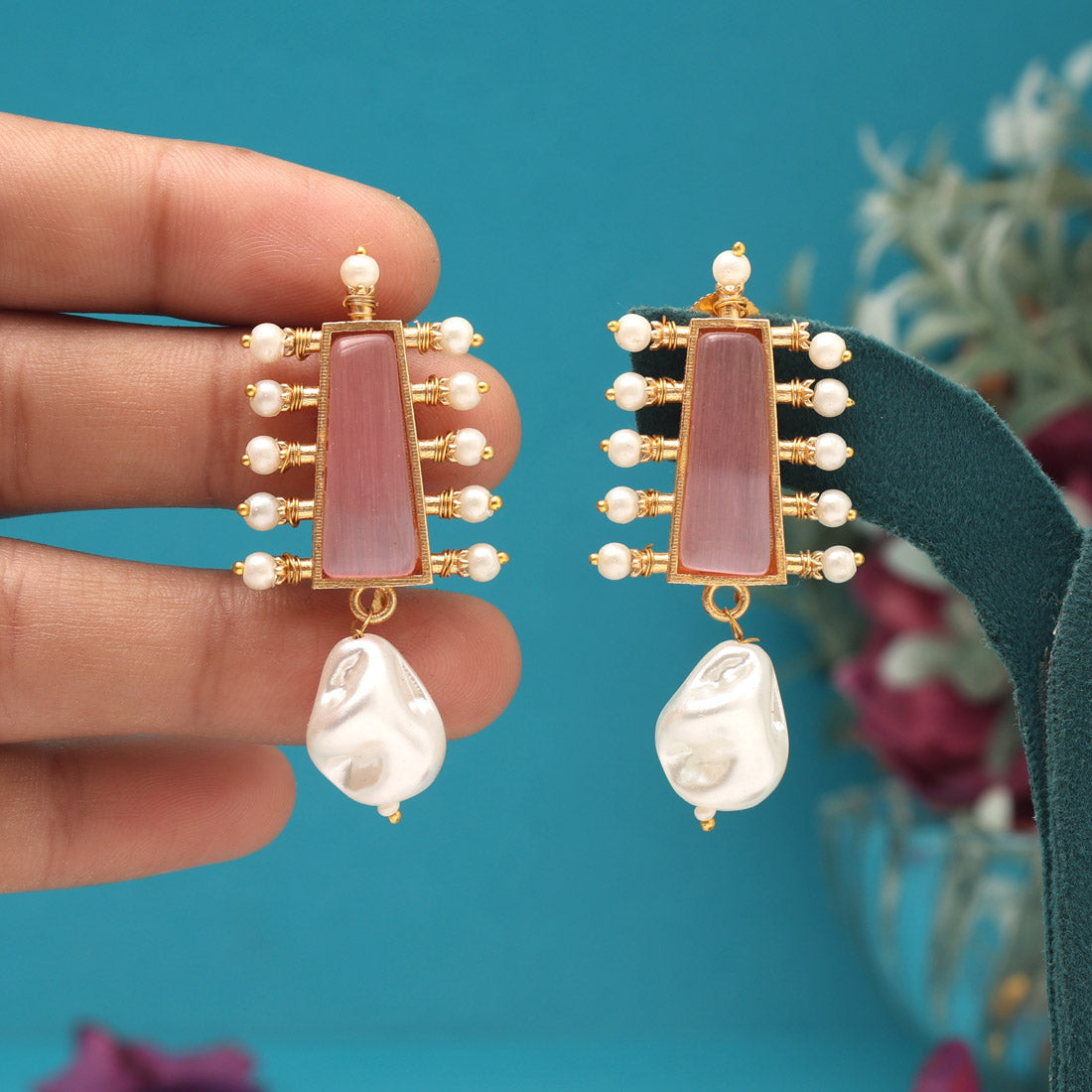 Pink Color Amrapali Earrings - Preyans.com