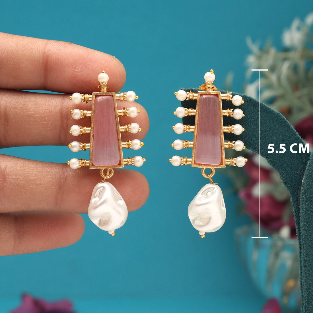 Pink Color Amrapali Earrings - Preyans.com