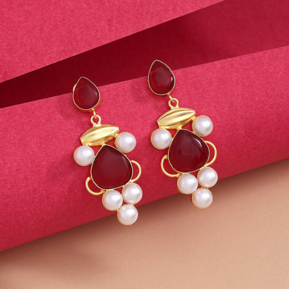 Maroon Color Amrapali Earrings - Preyans.com