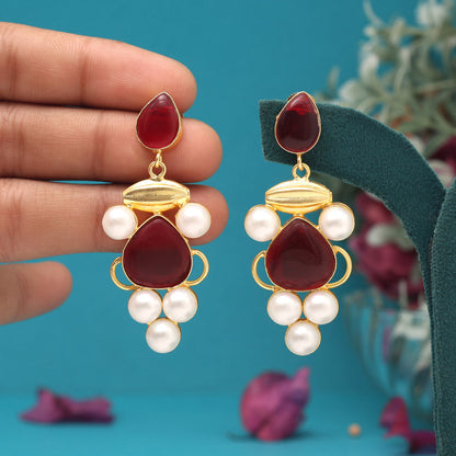 Maroon Color Amrapali Earrings - Preyans.com