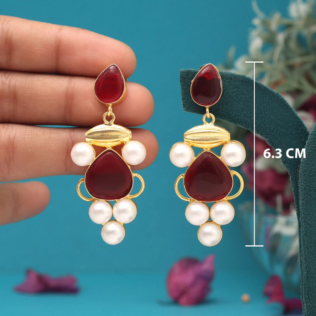 Maroon Color Amrapali Earrings - Preyans.com