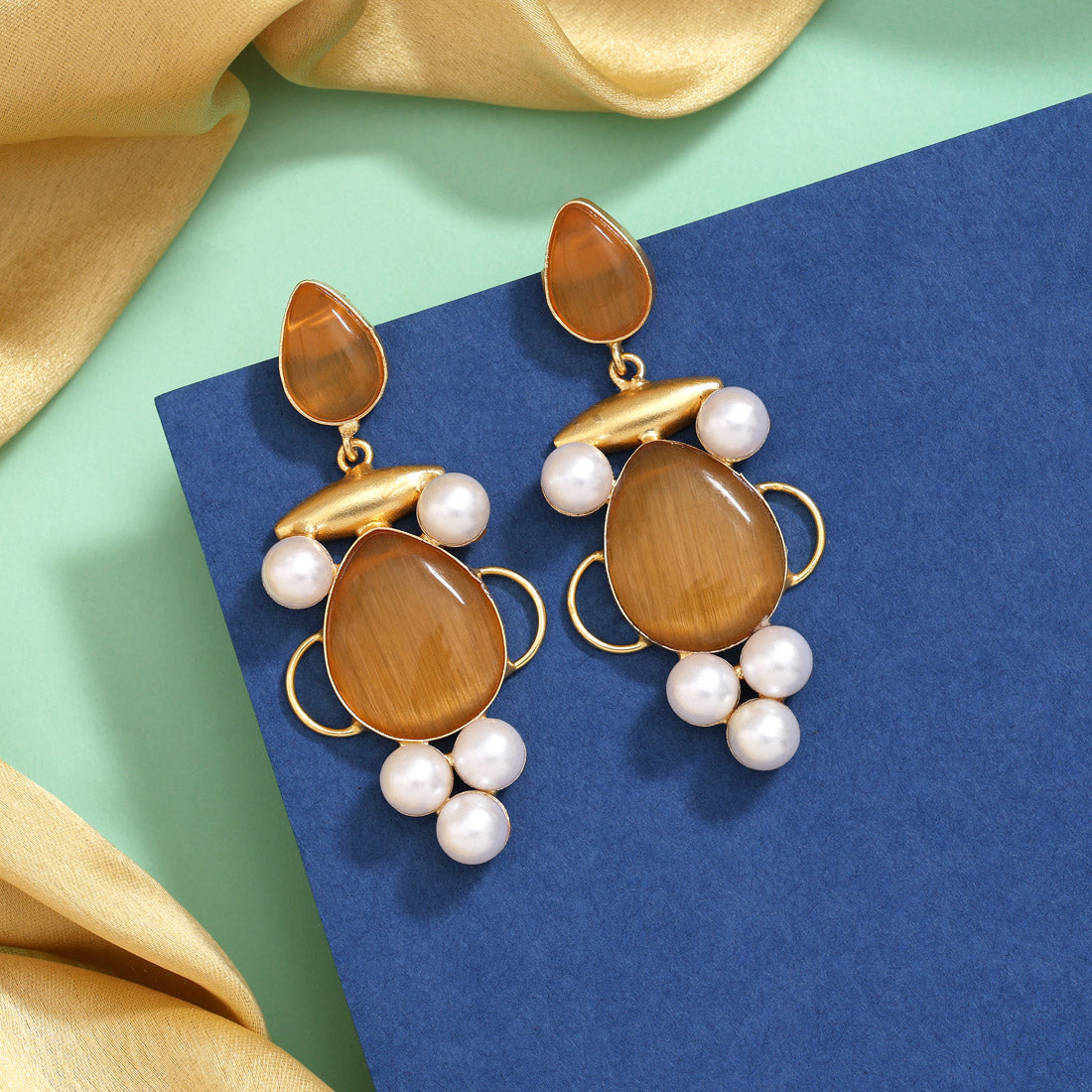 Warm Mustard Yellow Color Amrapali Earrings - Preyans.com