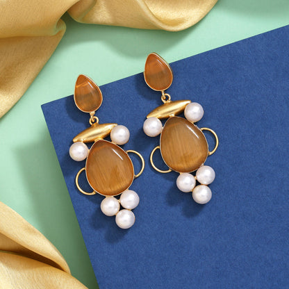 Warm Mustard Yellow Color Amrapali Earrings - Preyans.com