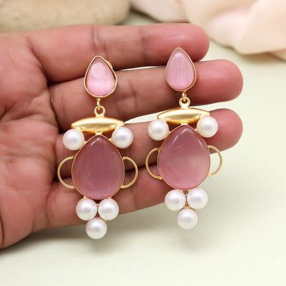 Stylish Pink Color Amrapali Earrings - Preyans.com
