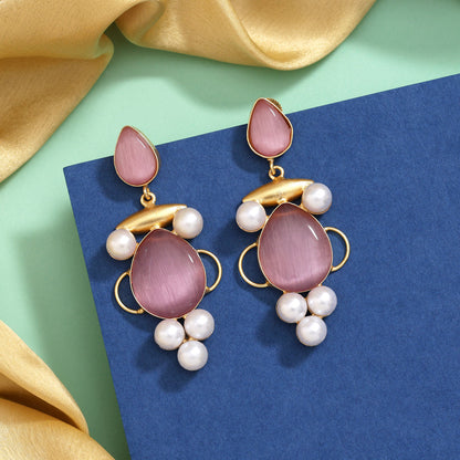 Stylish Pink Color Amrapali Earrings - Preyans.com