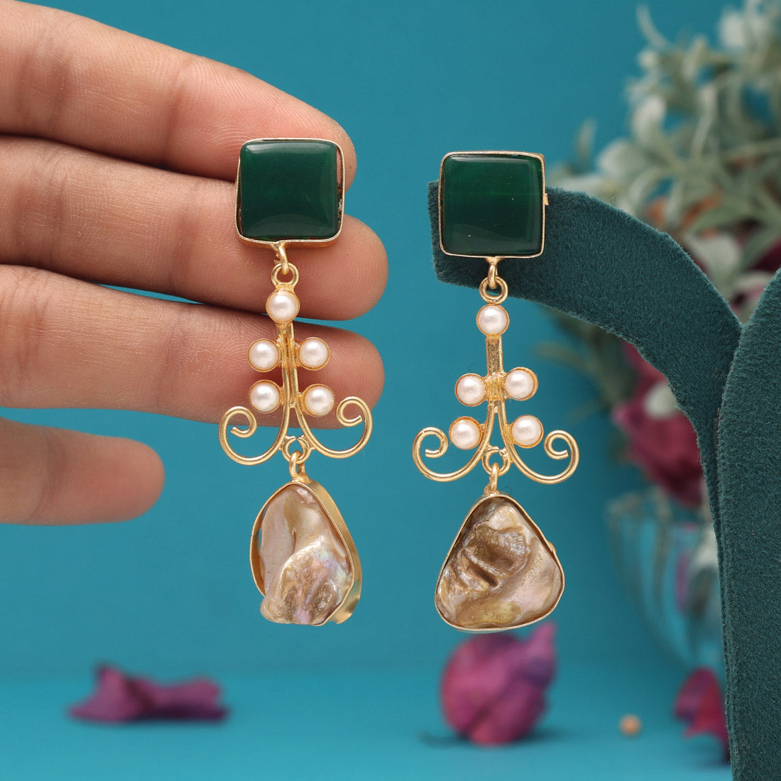 Green Color Amrapali Earrings - Preyans.com
