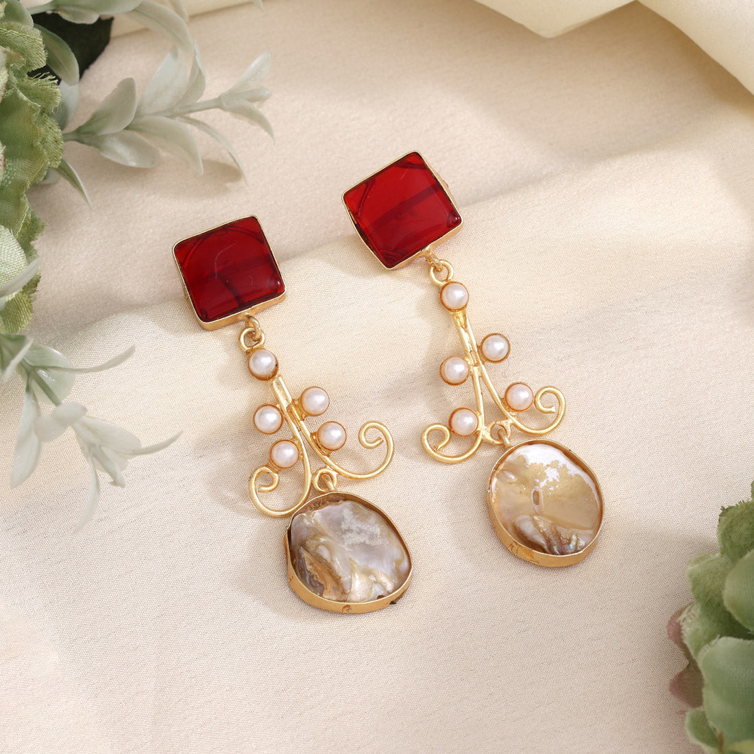 Maroon Color Amrapali Earrings - Preyans.com