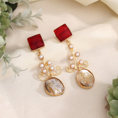 Maroon Color Amrapali Earrings - Preyans.com